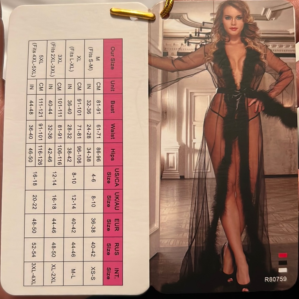 Brand-new with tags sheer robe Teddy robe black Boudoir robe
